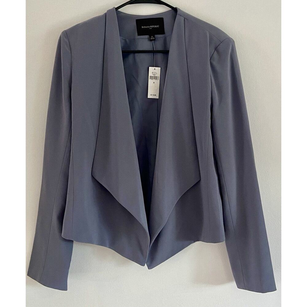 NWT Banana Republic Mercury Grey Blazer Jacket Women Size 8